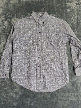 Turnbury Mens Medium Plaid Button-Down Shirt 100% Cotton Long Sleeve